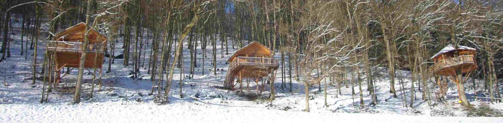 Schnee im Baumhaushotel